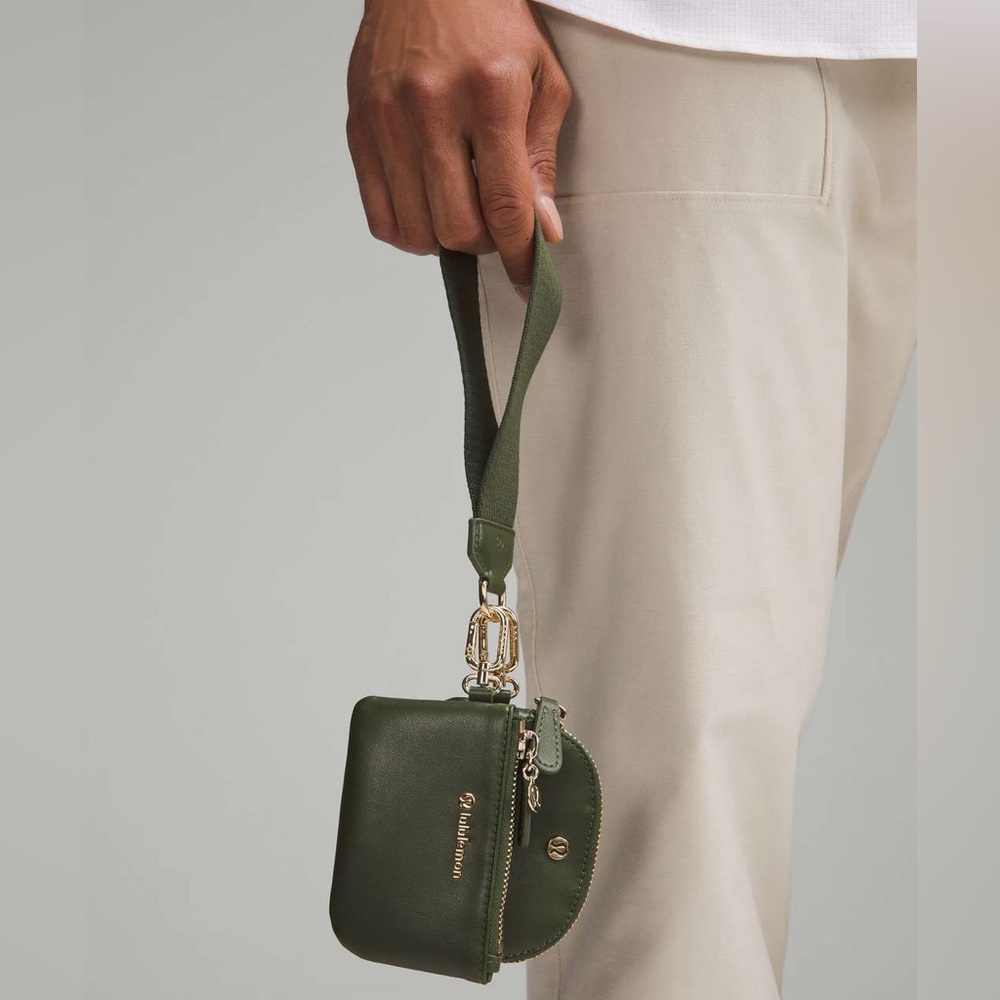 Lululemon Dual Pouch Wristlet in Barracks Green/Gold